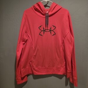 Under Armour Womens Loose Fit Pink Hoodie With Fish Hook Logo, Size XL